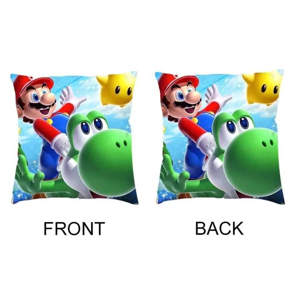 Mario Flying Yoshi Double Sided Throw Pillow 17x17 Removable Cover